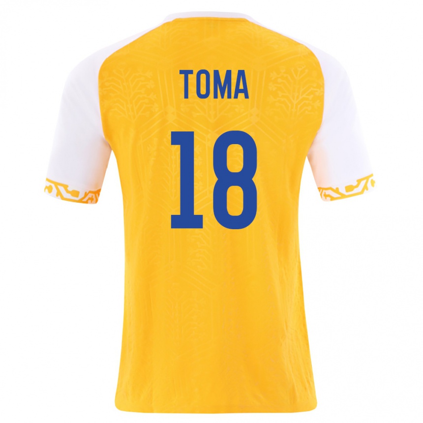 נשים כדורגל מולדובה Andy Toma #18 צהוב לבן הרחק ג'רזי 26-28