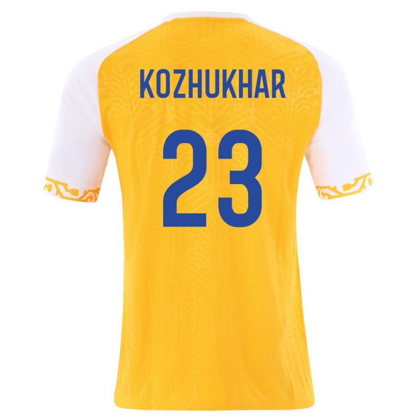נשים כדורגל מולדובה Andriy Kozhukhar #23 צהוב לבן הרחק ג'רזי 26-28