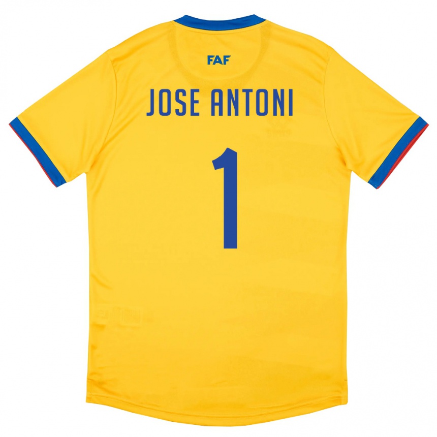 נשים כדורגל אנדורה Josep Antoni #1 צהוב כחול אדום הרחק ג'רזי 26-28