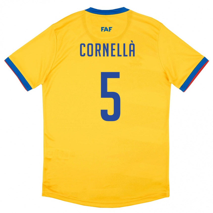 נשים כדורגל אנדורה Alex Cornellà #5 צהוב כחול אדום הרחק ג'רזי 26-28