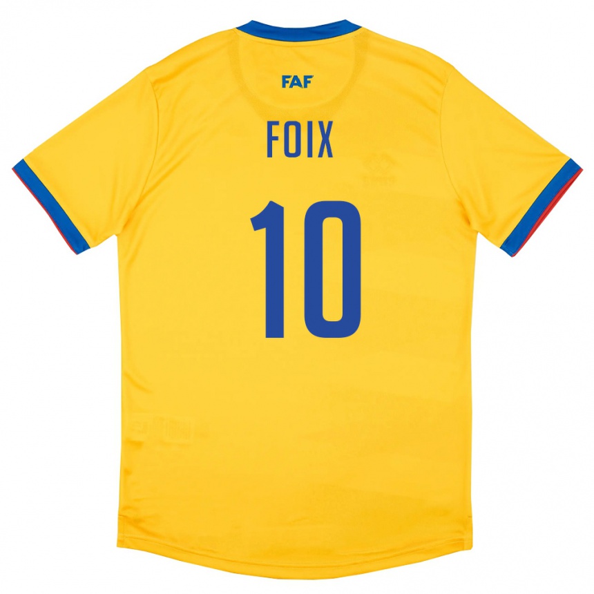 נשים כדורגל אנדורה Pol Foix #10 צהוב כחול אדום הרחק ג'רזי 26-28