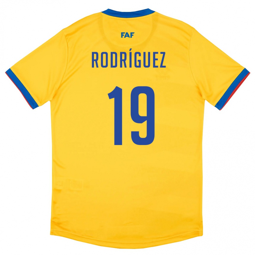 נשים כדורגל אנדורה Jan Rodríguez #19 צהוב כחול אדום הרחק ג'רזי 26-28