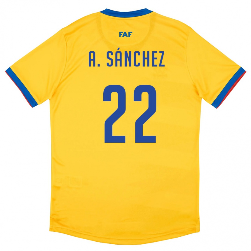 נשים כדורגל אנדורה Aaron Sánchez #22 צהוב כחול אדום הרחק ג'רזי 26-28