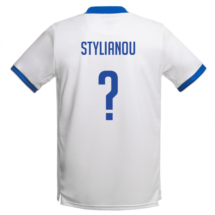 נשים כדורגל קפריסין Ilias Stylianou #0 לבן כחול מלכותי הרחק ג'רזי 26-28