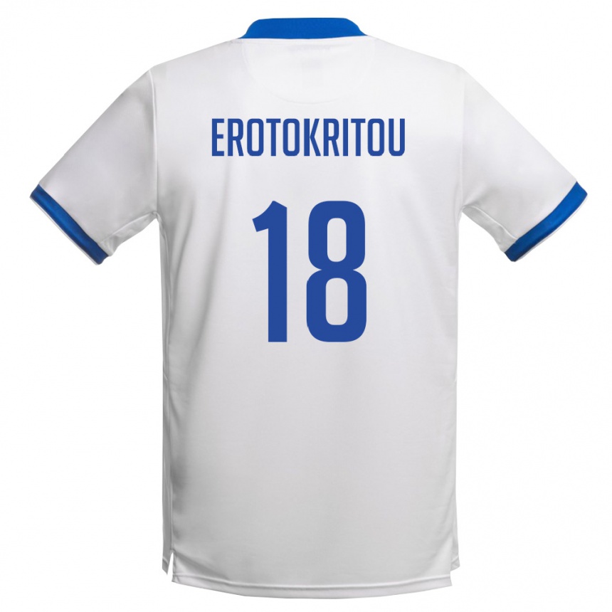 נשים כדורגל קפריסין Charalampos Erotokritou #18 לבן כחול מלכותי הרחק ג'רזי 26-28