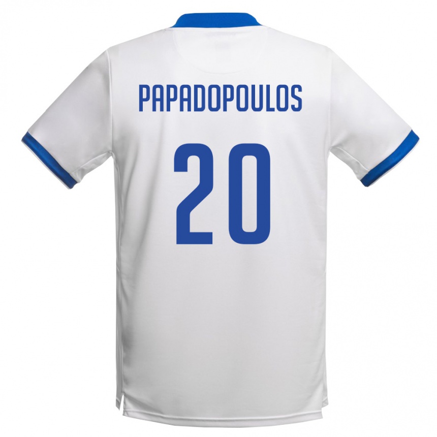 נשים כדורגל קפריסין Christos Papadopoulos #20 לבן כחול מלכותי הרחק ג'רזי 26-28