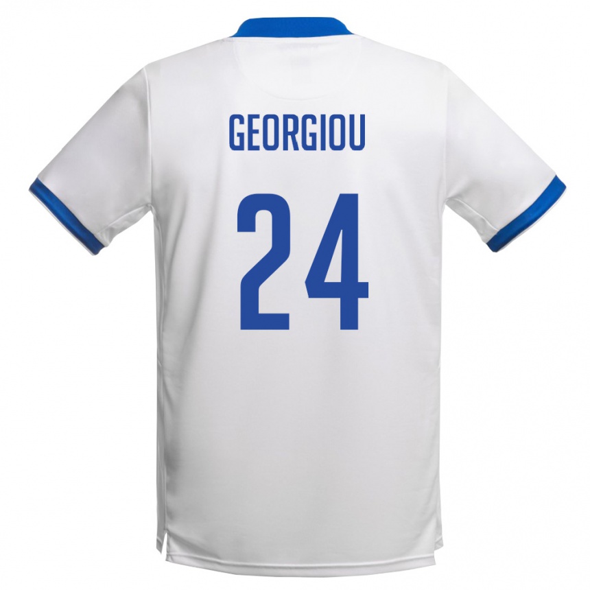 נשים כדורגל קפריסין Stavros Georgiou #24 לבן כחול מלכותי הרחק ג'רזי 26-28