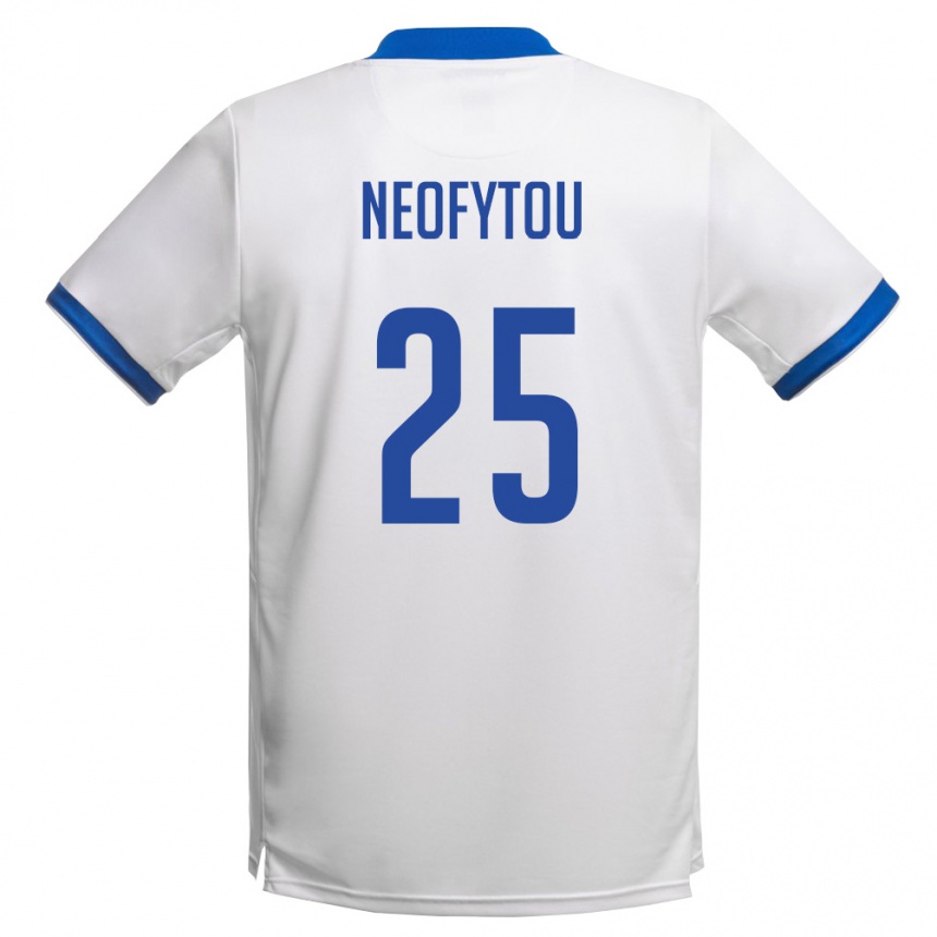 נשים כדורגל קפריסין Angelos Neofytou #25 לבן כחול מלכותי הרחק ג'רזי 26-28