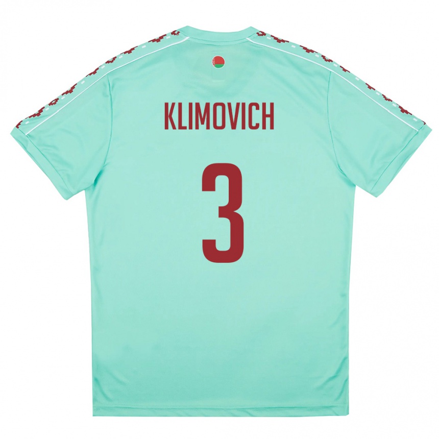 נשים כדורגל בלארוס Aleksandr Klimovich #3 ירוק בהיר בורדו הרחק ג'רזי 26-28