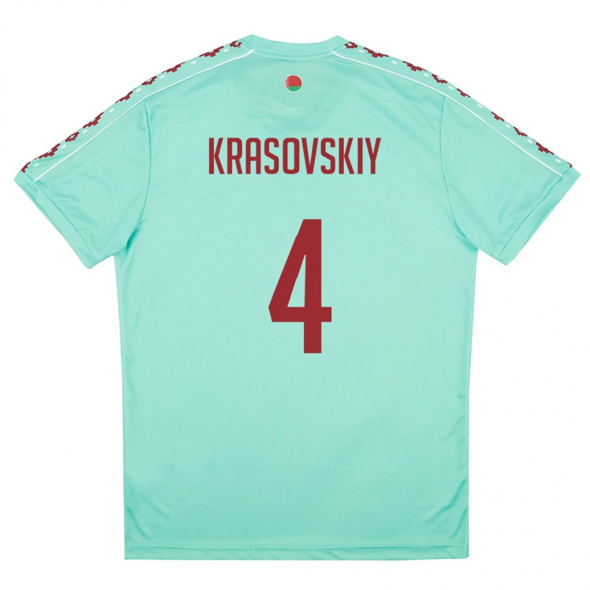נשים כדורגל בלארוס ולדיסלב קרסובסקי #4 ירוק בהיר בורדו הרחק ג'רזי 26-28