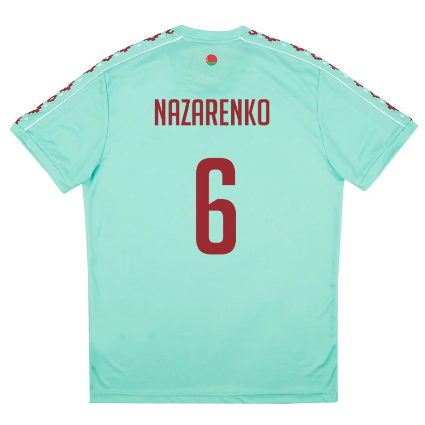 נשים כדורגל בלארוס Artur Nazarenko #6 ירוק בהיר בורדו הרחק ג'רזי 26-28