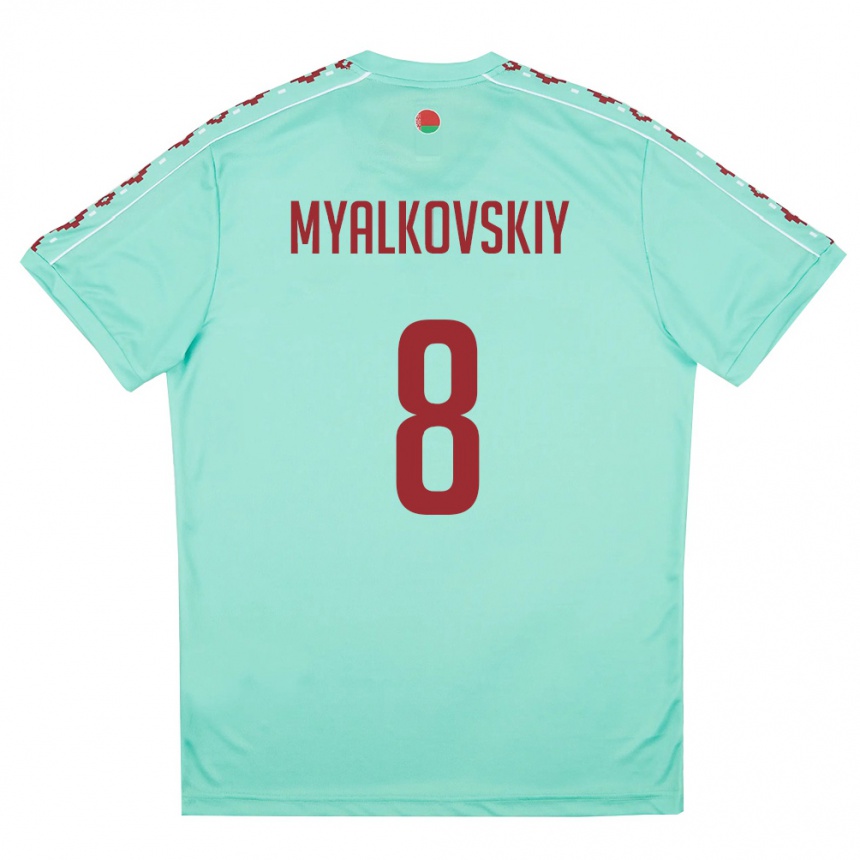 נשים כדורגל בלארוס Ruslan Myalkovskiy #8 ירוק בהיר בורדו הרחק ג'רזי 26-28