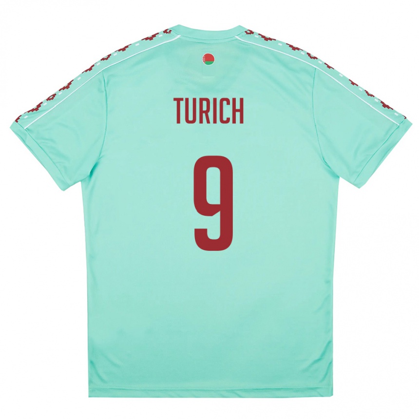 נשים כדורגל בלארוס Artem Turich #9 ירוק בהיר בורדו הרחק ג'רזי 26-28