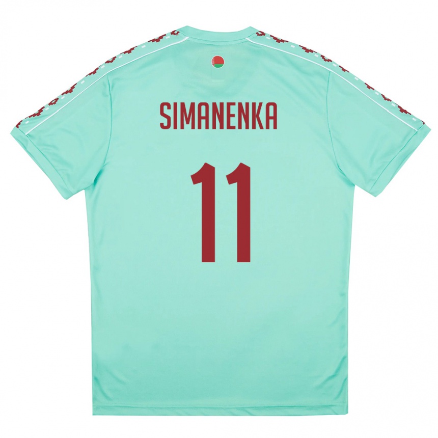 נשים כדורגל בלארוס Timofey Simanenka #11 ירוק בהיר בורדו הרחק ג'רזי 26-28