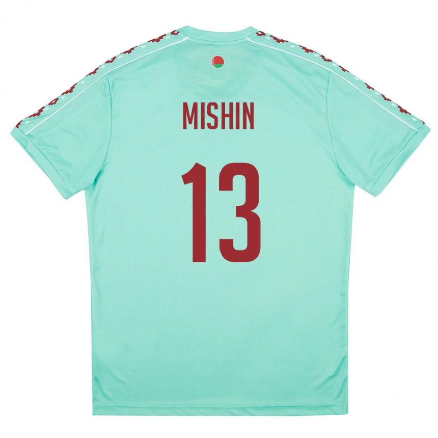 נשים כדורגל בלארוס Gleb Mishin #13 ירוק בהיר בורדו הרחק ג'רזי 26-28