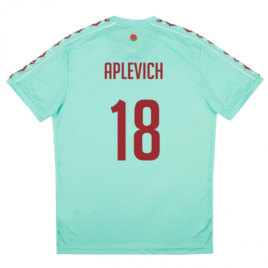 נשים כדורגל בלארוס Arseniy Aplevich #18 ירוק בהיר בורדו הרחק ג'רזי 26-28