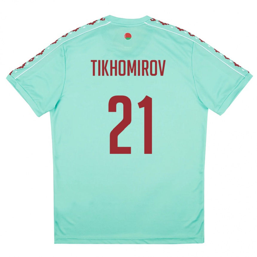 נשים כדורגל בלארוס Ivan Tikhomirov #21 ירוק בהיר בורדו הרחק ג'רזי 26-28