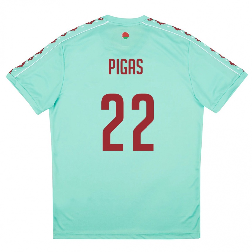 נשים כדורגל בלארוס Vadim Pigas #22 ירוק בהיר בורדו הרחק ג'רזי 26-28