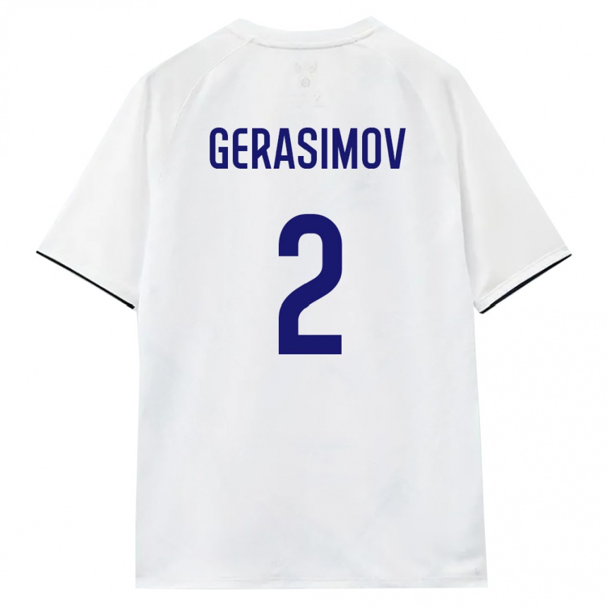 נשים כדורגל רוסיה Semen Gerasimov #2 לבן חום שחור הרחק ג'רזי 26-28