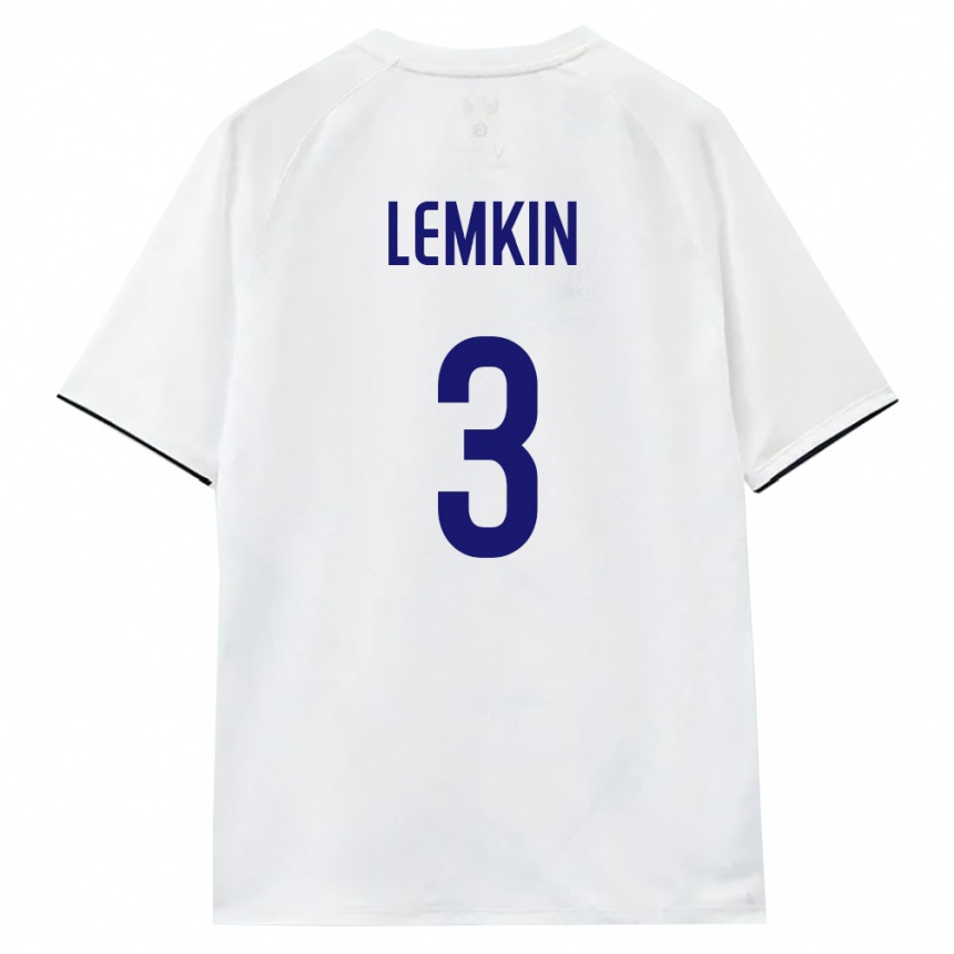 נשים כדורגל רוסיה Egor Lemkin #3 לבן חום שחור הרחק ג'רזי 26-28