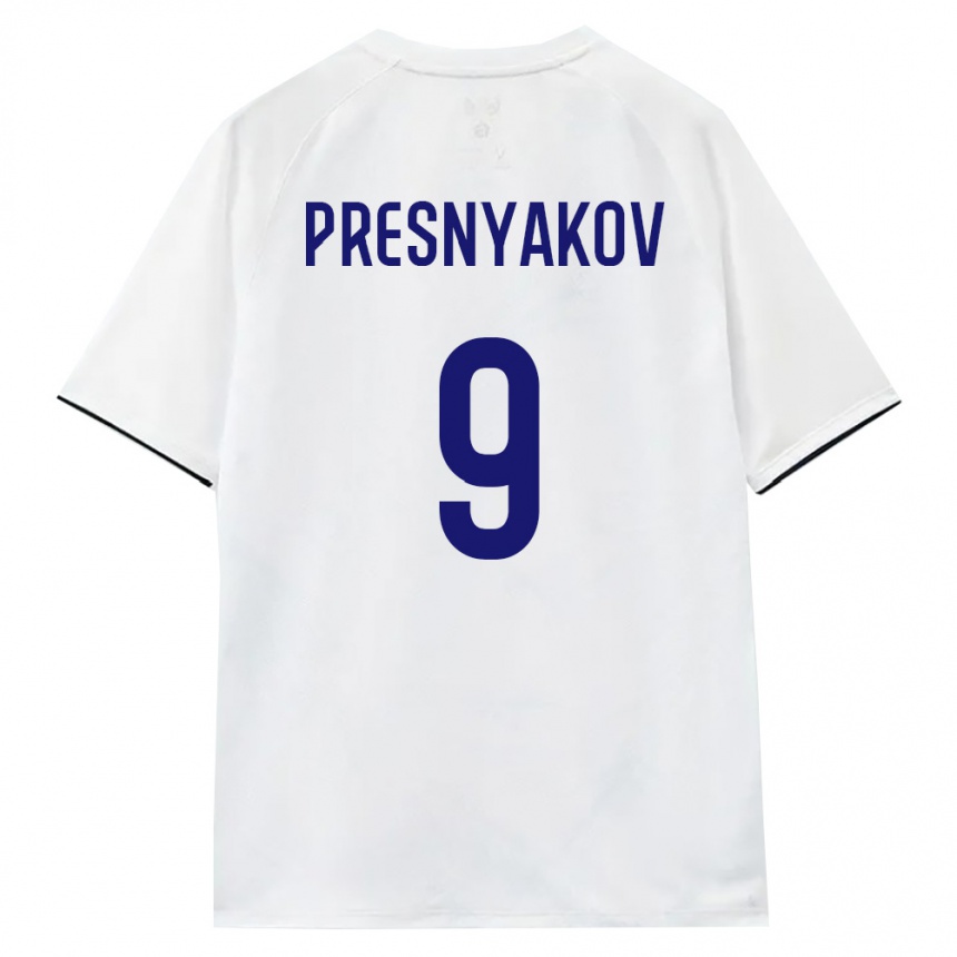 נשים כדורגל רוסיה Arseniy Presnyakov #9 לבן חום שחור הרחק ג'רזי 26-28