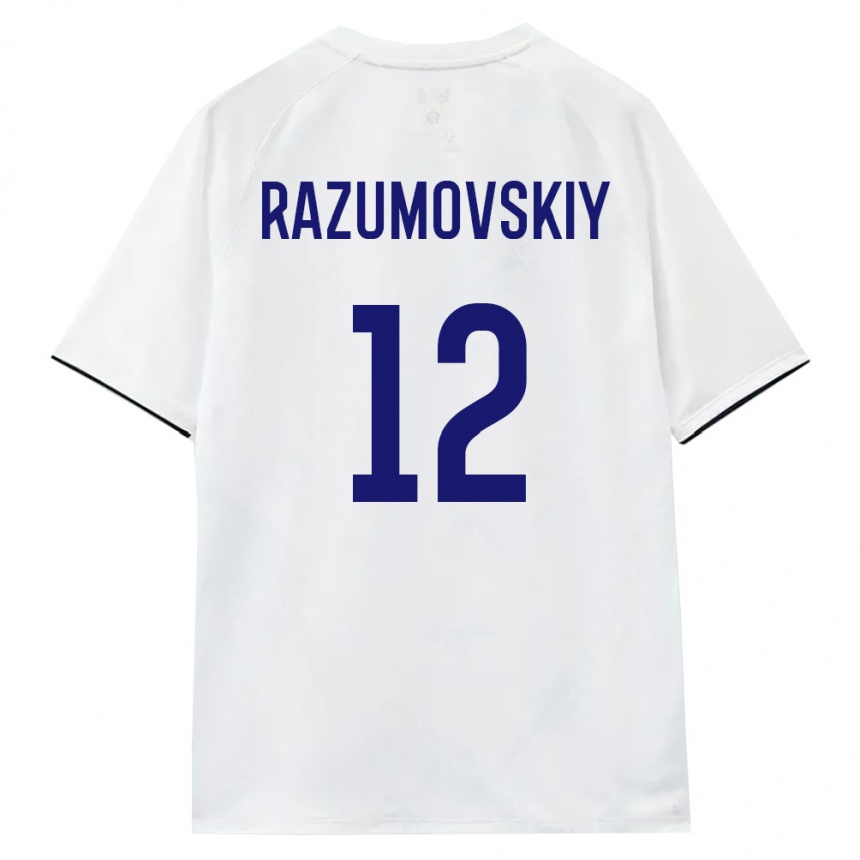 נשים כדורגל רוסיה Timofey Razumovskiy #12 לבן חום שחור הרחק ג'רזי 26-28