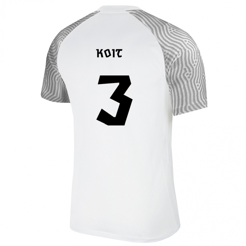 נשים כדורגל אסטוניה Carl Koit #3 לבן אפור הרחק ג'רזי 26-28