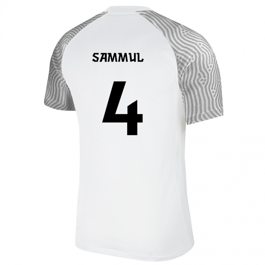 נשים כדורגל אסטוניה Ronald Sammul #4 לבן אפור הרחק ג'רזי 26-28
