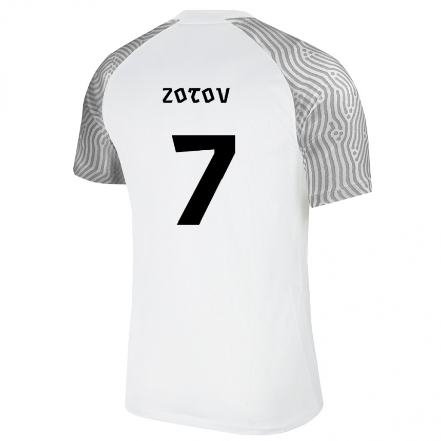 נשים כדורגל אסטוניה Denis Zotov #7 לבן אפור הרחק ג'רזי 26-28