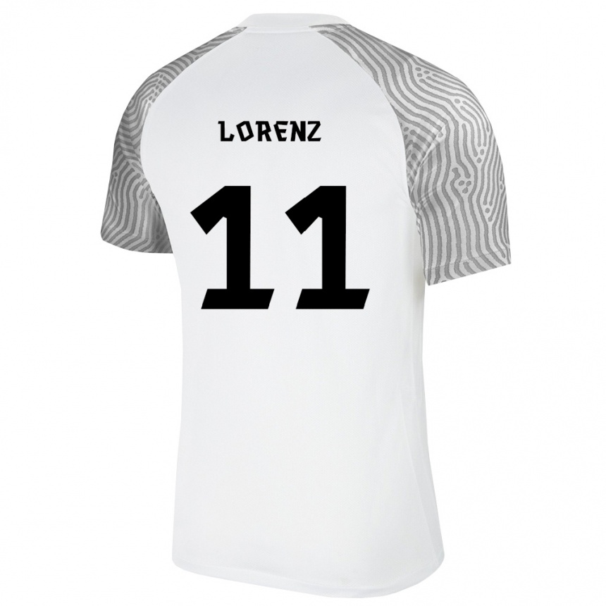 נשים כדורגל אסטוניה Karl-Tristan Lorenz #11 לבן אפור הרחק ג'רזי 26-28