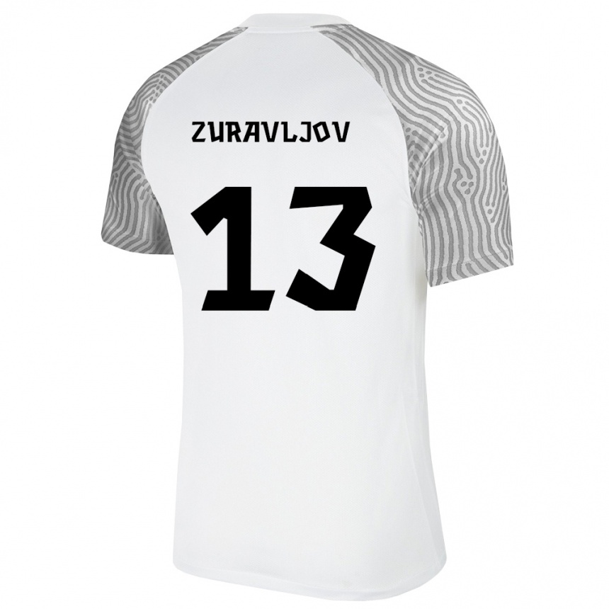 נשים כדורגל אסטוניה Jegor Zuravljov #13 לבן אפור הרחק ג'רזי 26-28