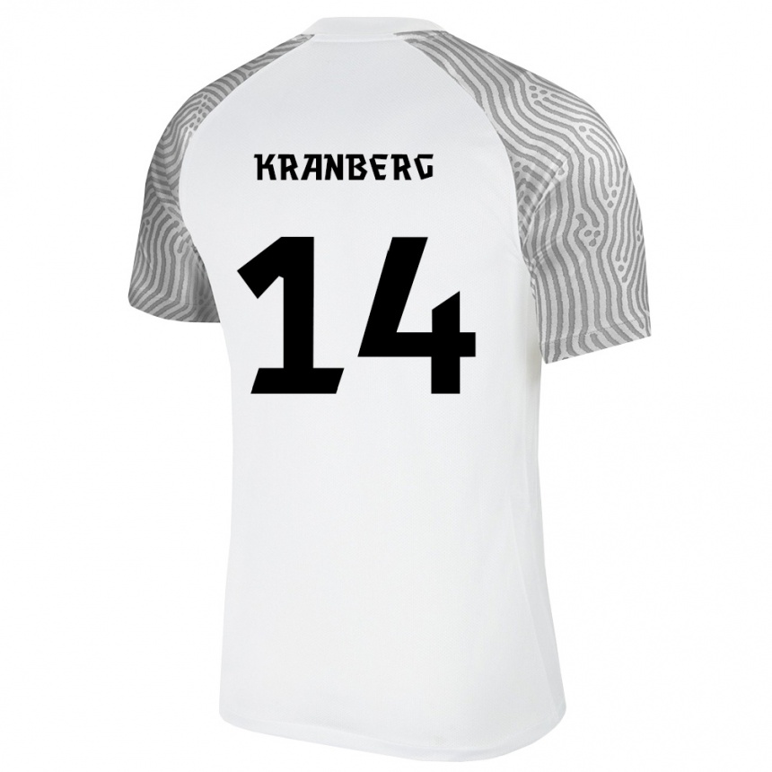 נשים כדורגל אסטוניה Ricardo Kranberg #14 לבן אפור הרחק ג'רזי 26-28