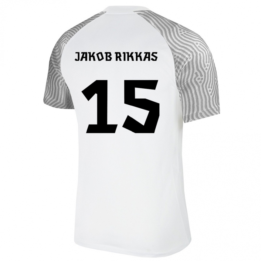 נשים כדורגל אסטוניה Henri Jakob Rikkas #15 לבן אפור הרחק ג'רזי 26-28