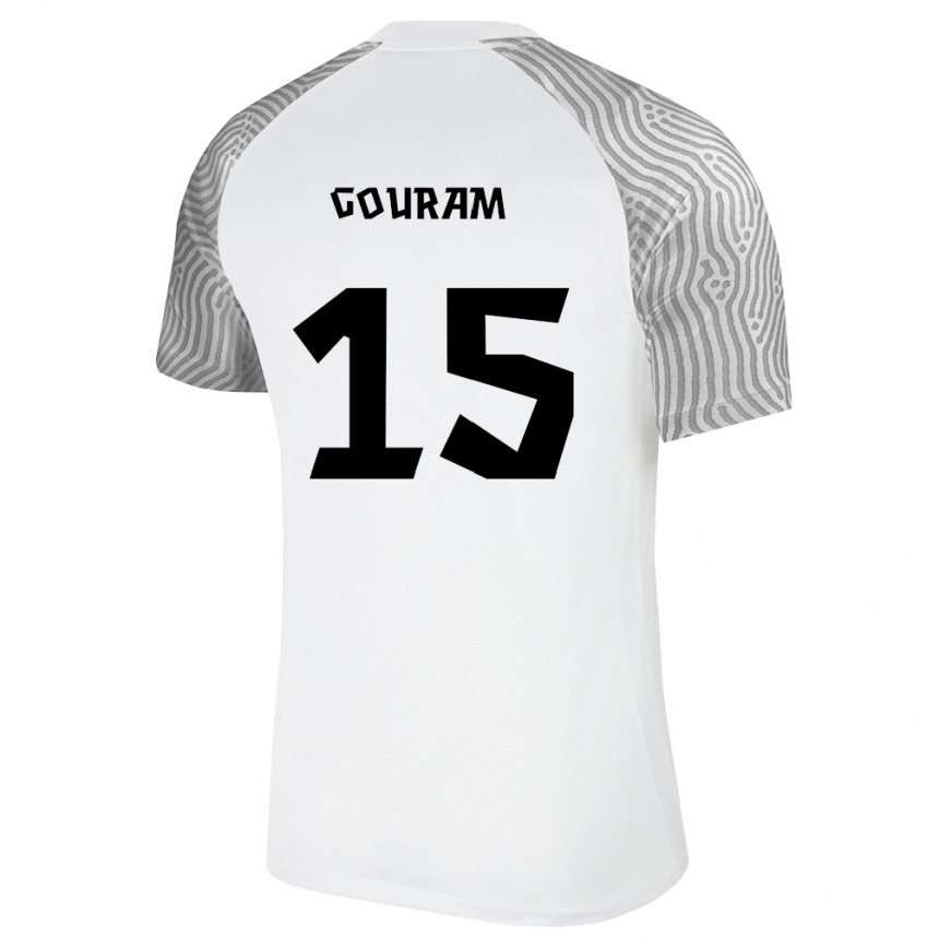 נשים כדורגל אסטוניה Soufian Gouram #15 לבן אפור הרחק ג'רזי 26-28
