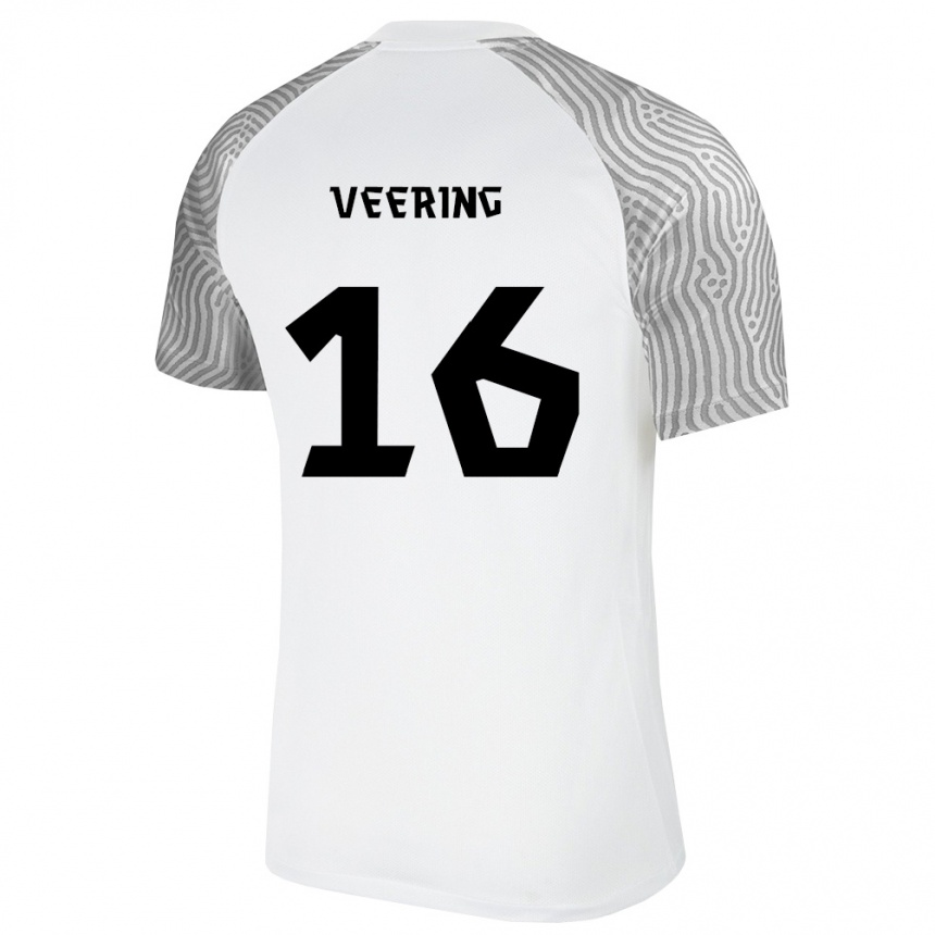 נשים כדורגל אסטוניה Robert Veering #16 לבן אפור הרחק ג'רזי 26-28
