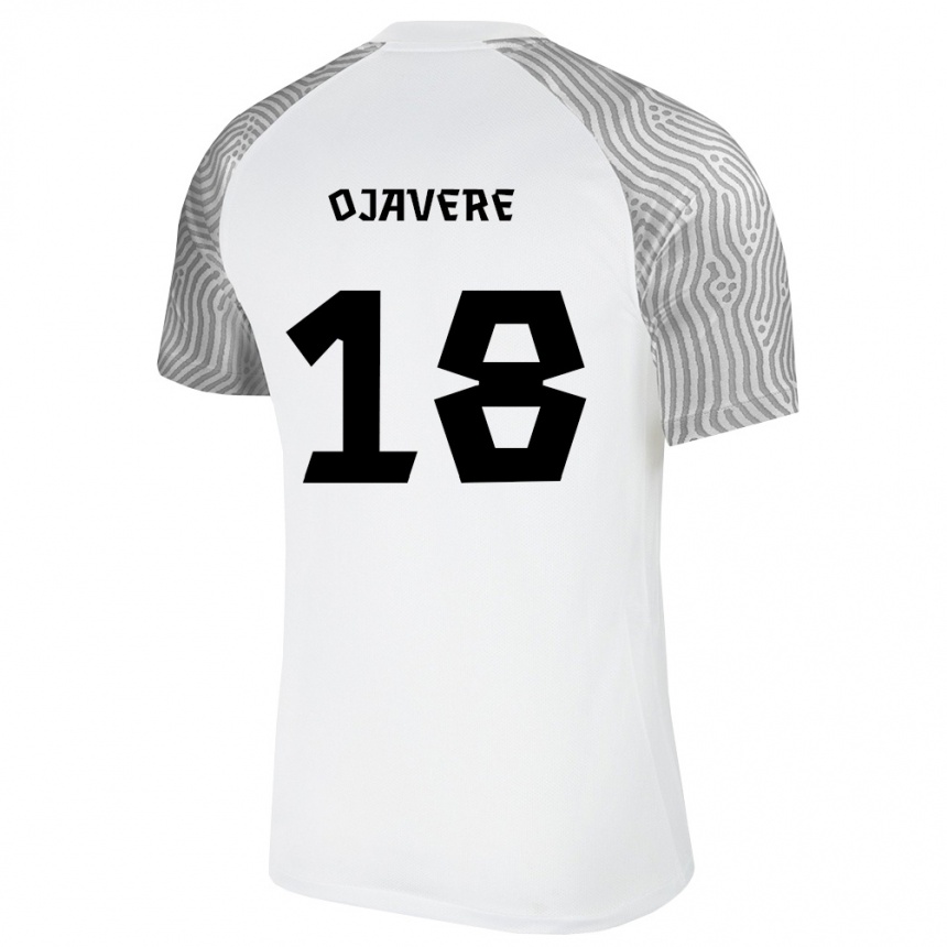נשים כדורגל אסטוניה Paul Ojavere #18 לבן אפור הרחק ג'רזי 26-28