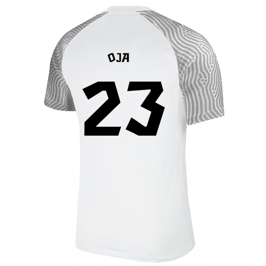 נשים כדורגל אסטוניה Johannes Oja #23 לבן אפור הרחק ג'רזי 26-28