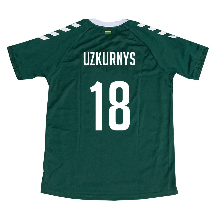 נשים כדורגל ליטא Adomas Užkurnys #18 ירוק כהה לבן הרחק ג'רזי 26-28