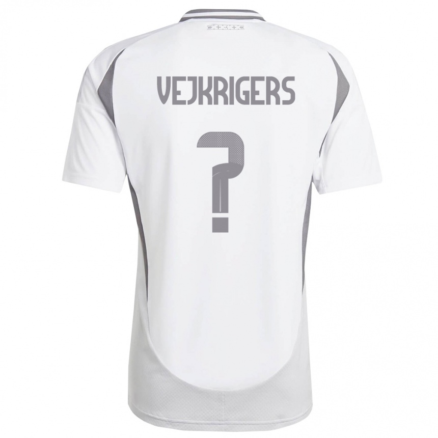נשים כדורגל לטביה Davis Vejkrigers #0 לבן אפור כהה הרחק ג'רזי 26-28
