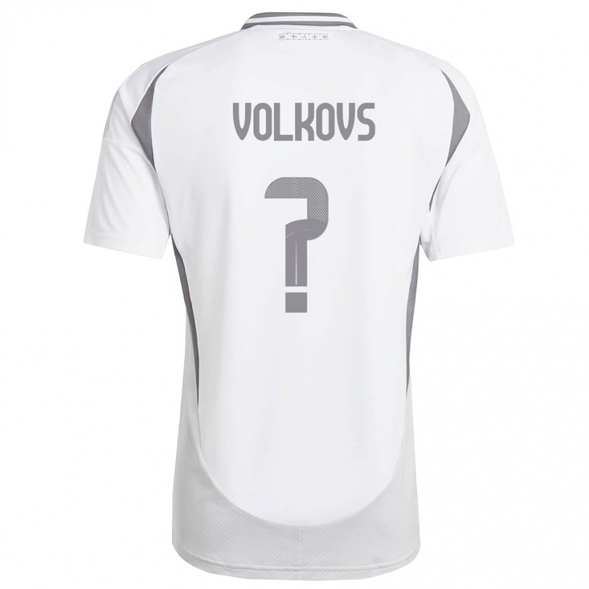 נשים כדורגל לטביה Kristers Volkovs #0 לבן אפור כהה הרחק ג'רזי 26-28