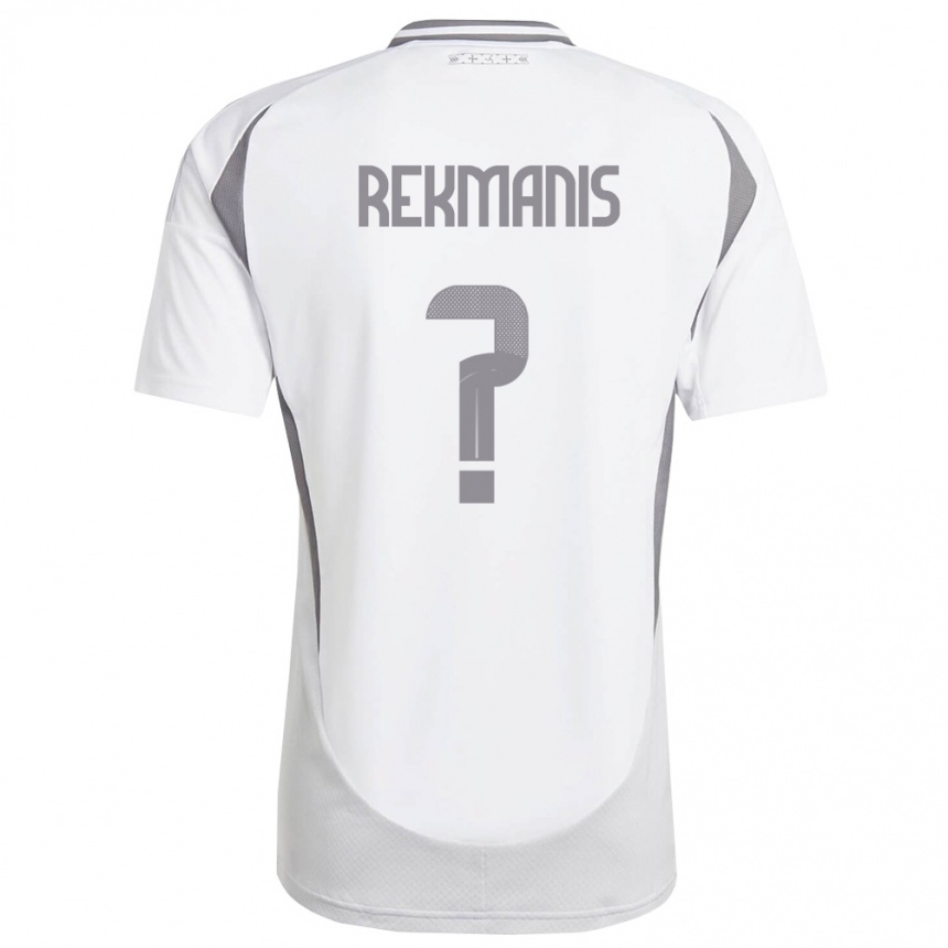נשים כדורגל לטביה Kristaps Rekmanis #0 לבן אפור כהה הרחק ג'רזי 26-28