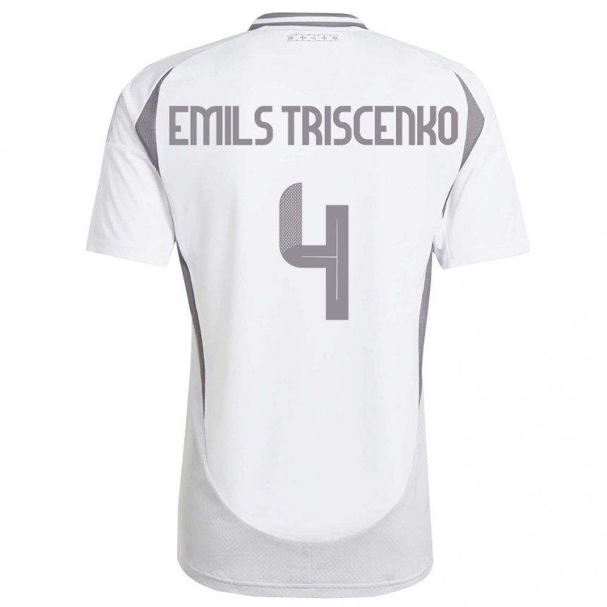 נשים כדורגל לטביה Valters Emils Triscenko #4 לבן אפור כהה הרחק ג'רזי 26-28