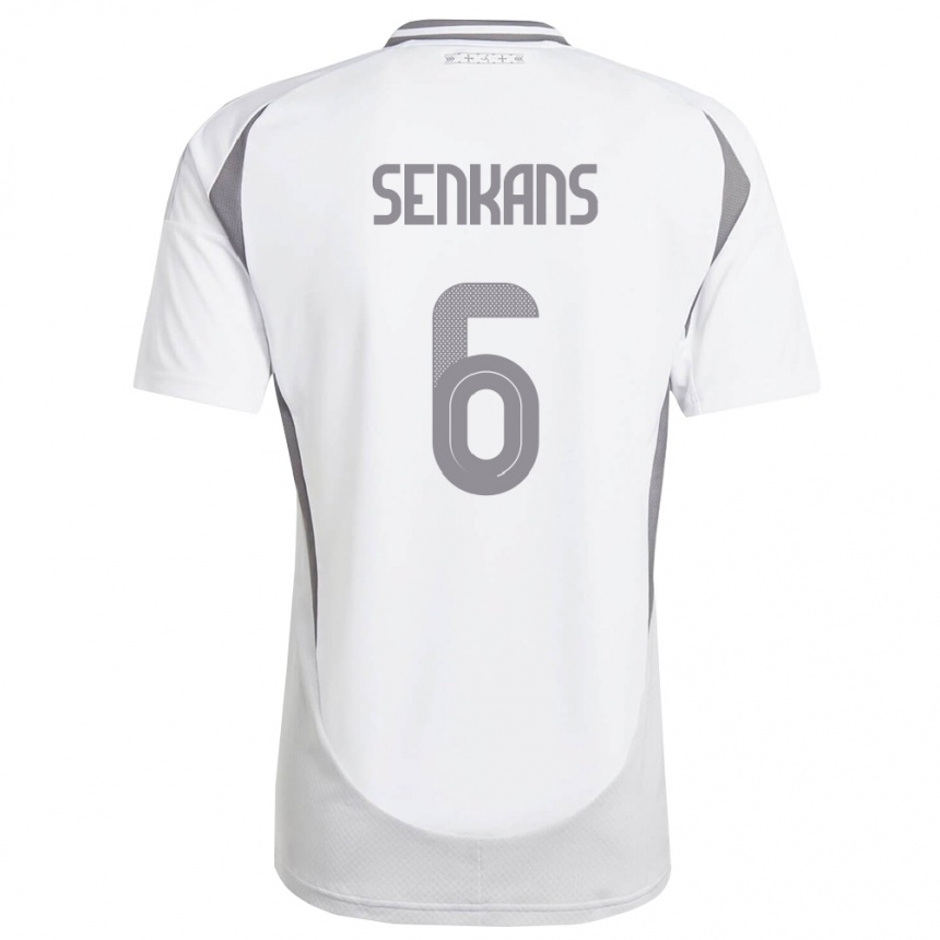 נשים כדורגל לטביה Martins Senkans #6 לבן אפור כהה הרחק ג'רזי 26-28