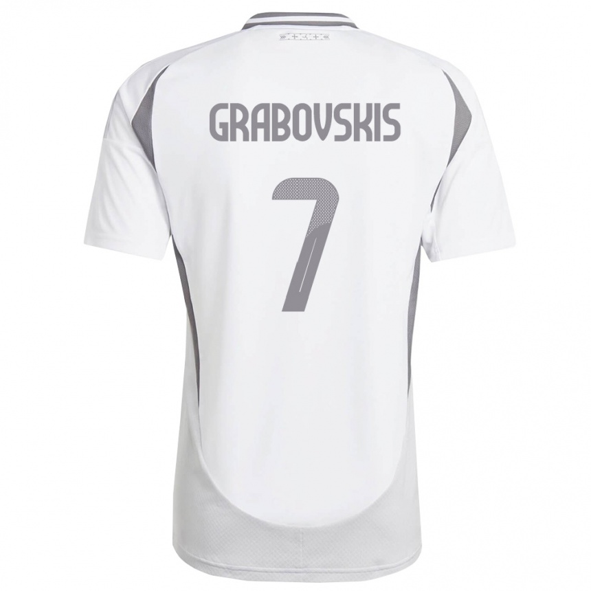 נשים כדורגל לטביה Kristaps Grabovskis #7 לבן אפור כהה הרחק ג'רזי 26-28