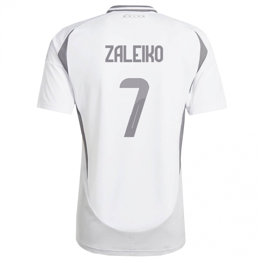 נשים כדורגל לטביה Glebs Zaleiko #7 לבן אפור כהה הרחק ג'רזי 26-28