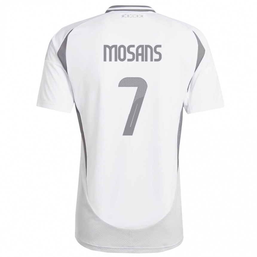 נשים כדורגל לטביה Kristaps Mosans #7 לבן אפור כהה הרחק ג'רזי 26-28