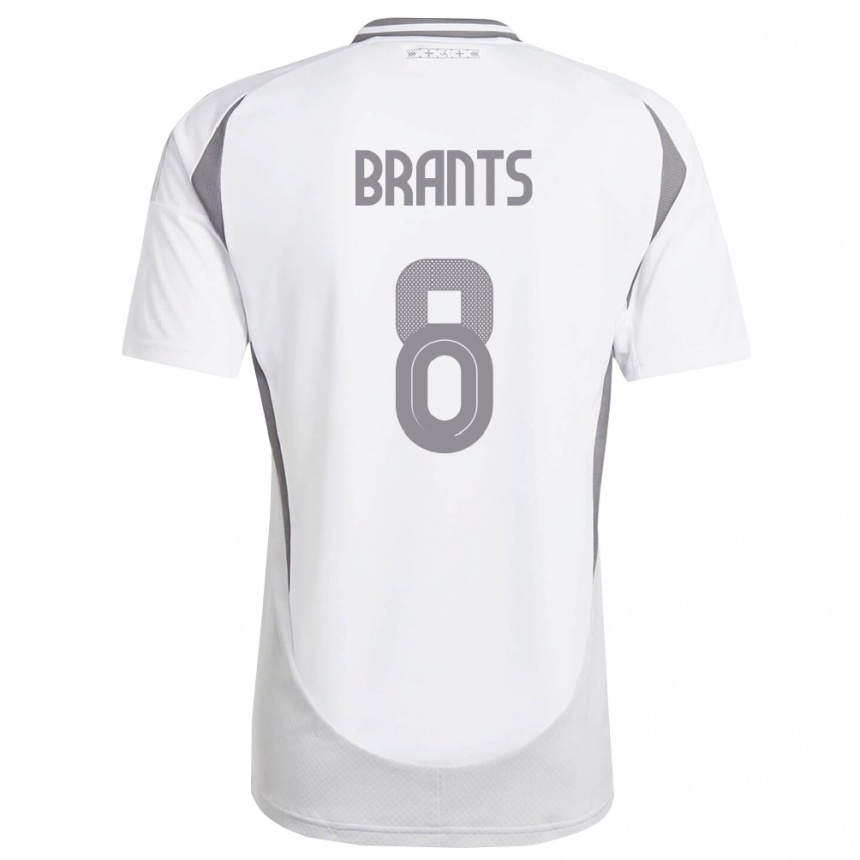 נשים כדורגל לטביה Pauls Brants #8 לבן אפור כהה הרחק ג'רזי 26-28