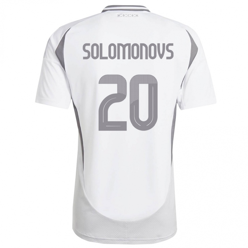 נשים כדורגל לטביה Nikita Solomonovs #20 לבן אפור כהה הרחק ג'רזי 26-28