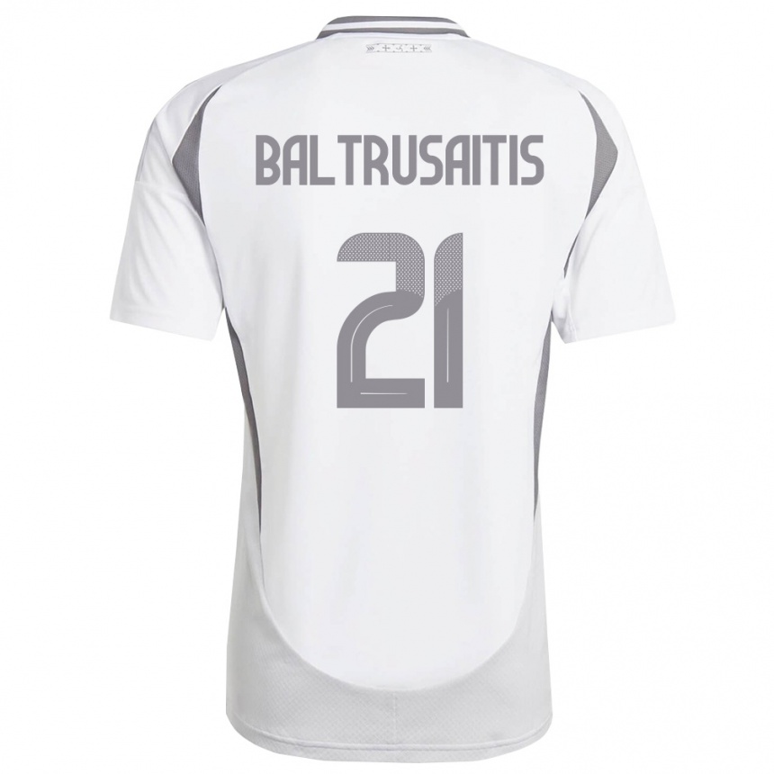 נשים כדורגל לטביה Deivids Baltrusaitis #21 לבן אפור כהה הרחק ג'רזי 26-28