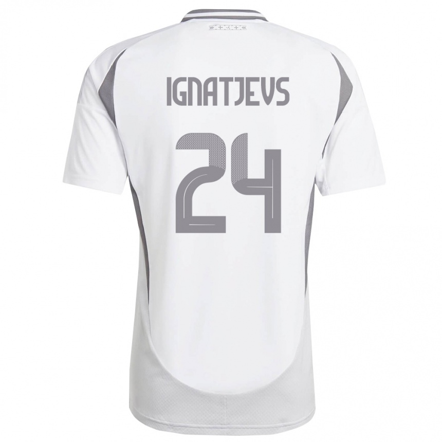 נשים כדורגל לטביה Denis Ignatjevs #24 לבן אפור כהה הרחק ג'רזי 26-28